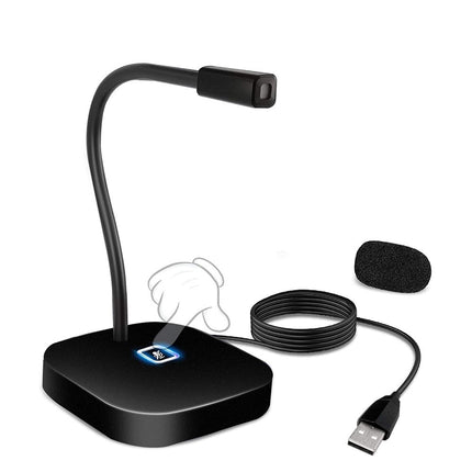 G22 USB Computer Microphone,360° Omnidirectional Simple Desktop Microphone with Gooseneck Mute Button for Windows XP 7/8 / 10 / Mac OS (Black)