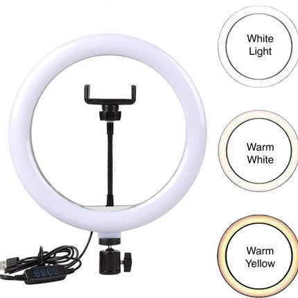 ROCK Black Selfie Ring Light with Tripod Stand & Phone Holder Multi-camera (Model RPH0948)