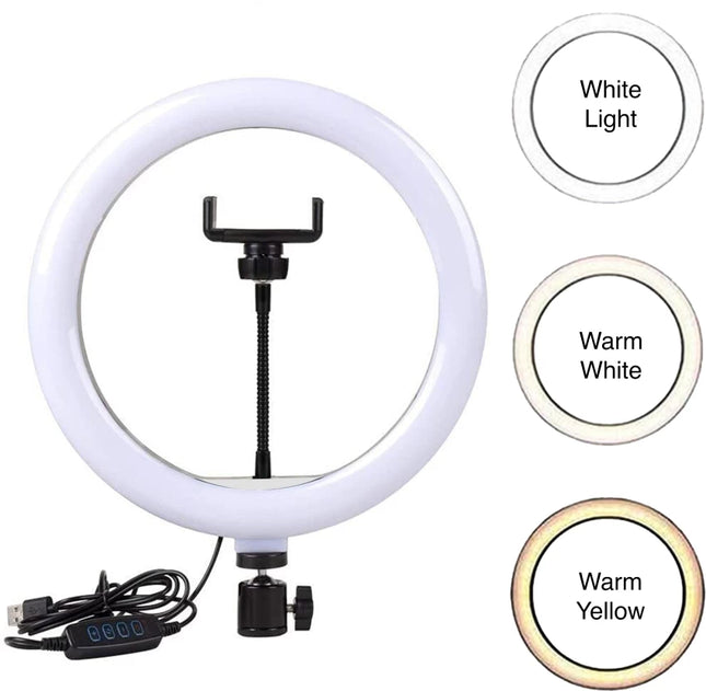 ROCK Black Selfie Ring Light with Tripod Stand & Phone Holder Multi-camera (Model RPH0948)