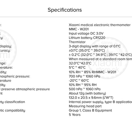 Xiaomi MMC - W201 LCD Medical Electronic Thermometer - White