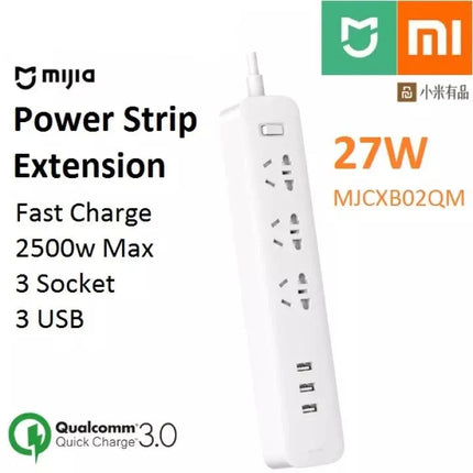 Xiaomi Mijia Power Strip 27W Fast Charge 3 Socket 3 USB Port 2500W Max