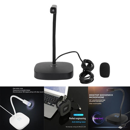 G22 USB Computer Microphone,360° Omnidirectional Simple Desktop Microphone with Gooseneck Mute Button for Windows XP 7/8 / 10 / Mac OS (Black)