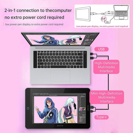 BOSTO 13HDK-T drawing pen display drawing graphic tablet touch screen monitors