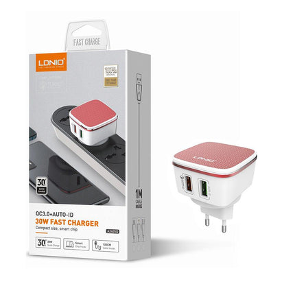 LDNIO A2405Q Qualcomm 2.0 Quick Charge Dual USB with AUTO-ID and Micro USB Cable