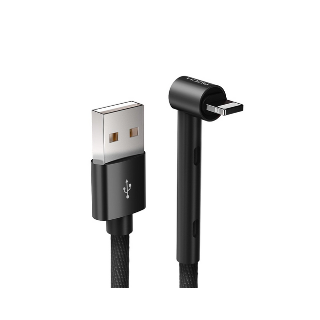 ROCK Lightning Metal Charge Sync Bracket Cable  - Black