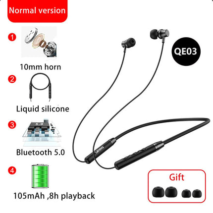 Lenovo QE03 V5.0 Wireless Neckband Bluetooth Earphones Sports Stereo Earbuds Magnetic in-ear Earphon