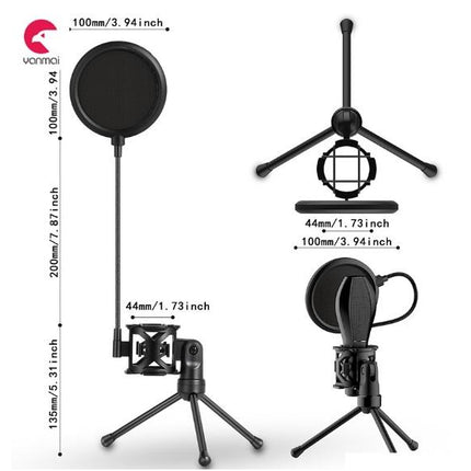 Yanmai Custom Microphone Stand with Pop Filter HR121-PS2 (No Microphone Only Stand)