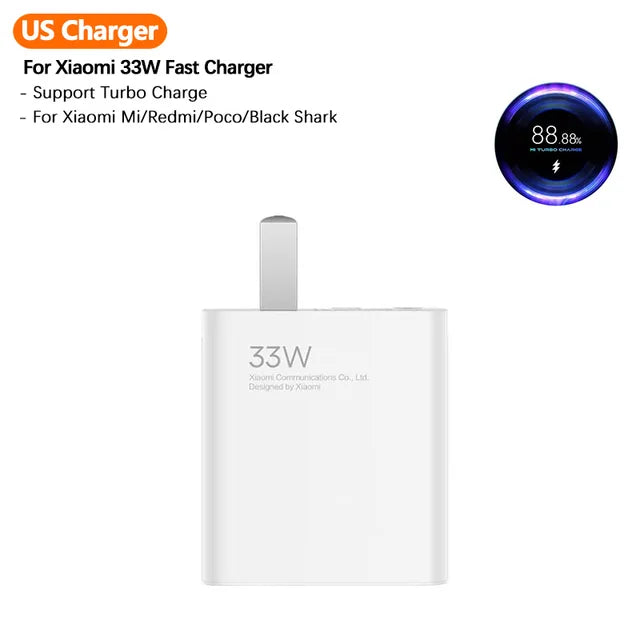 Xiaomi Mi 33W Wall charger safe and secure Turbo charging power With Cable