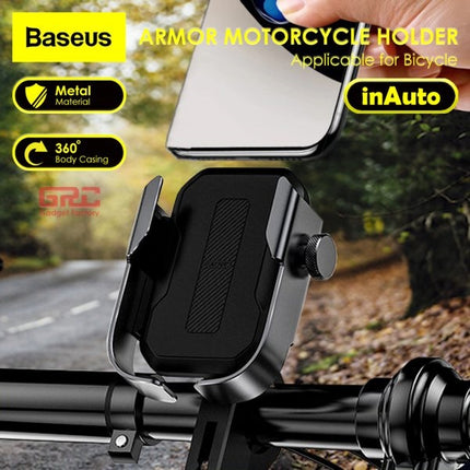 Baseus Armor Motorcycle Holder adjustable phone bike mount holder for handlebar and mirror -Black