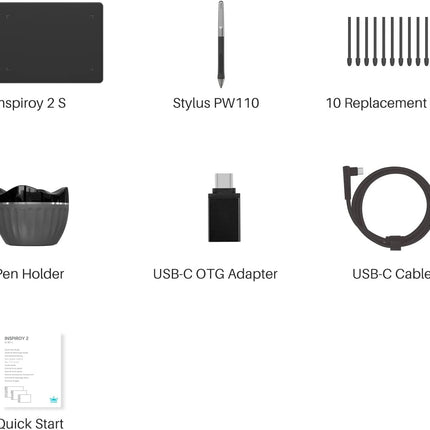 Huion Inspiroy 2 S H641P Small Graphic Drawing Tablet - Black
