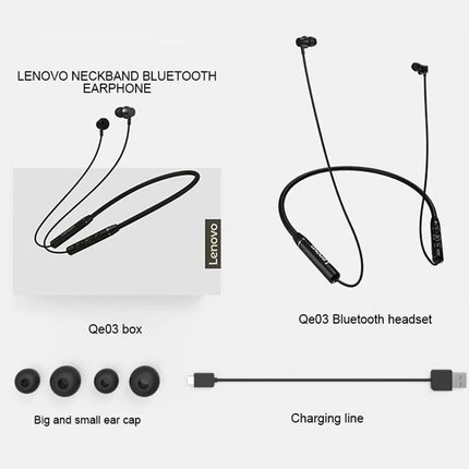 Lenovo QE03 V5.0 Wireless Neckband Bluetooth Earphones Sports Stereo Earbuds Magnetic in-ear Earphon