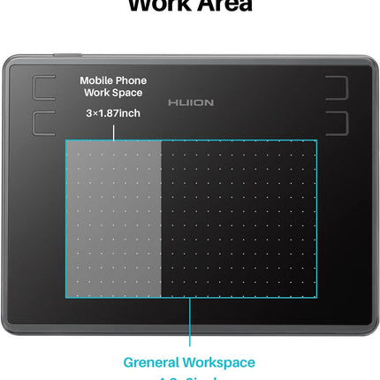 HUION Inspiroy H430P Drawing Tablet 4.8x3 Graphic Tablet with Battery-Free Stylus 4 Hot Keys, Art Tablet for Drawing