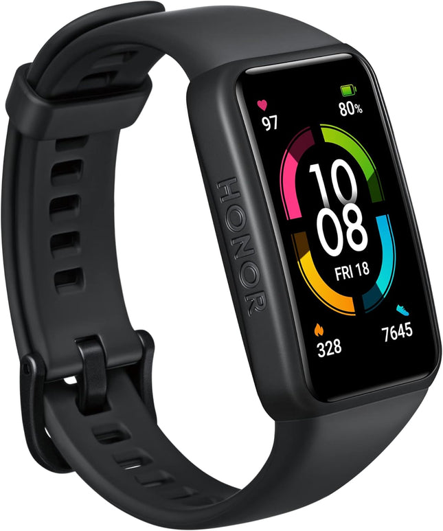 Honor HONOR Band 6, Model ARG-B39, 1.47 Inch AMOLED Display, Long Battery Life, 247 Heart Rate Monitoring, Sleep Tracking, International Version, Black, METEORITE - BLACK