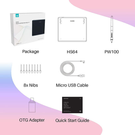 HUION HS64 Beginner Graphics Tablet 6X4 Inches