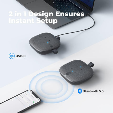 SoundPEATS PureVoice Bluetooth Speakerphone with 4 Mics, SPEECH AI Smart Noise Cancellation