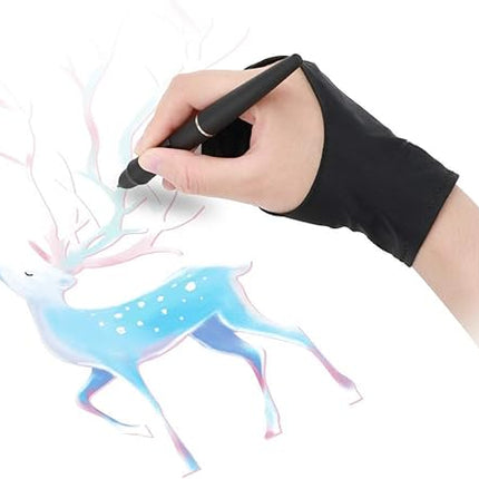 Artist Drawing Glove, 2-Fingers Graphic Drawing Glove Left & Right Hand Use for Light Box, Graphic Tablet, Pen Display, iPad Pro Pencil