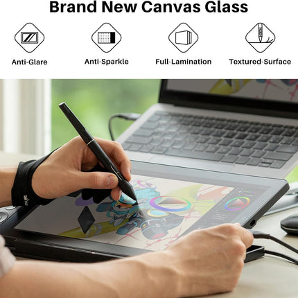 Huion kamvas 13 (Gen 3) Graphics Tablet with Dual Pen Display Screen Dial 5 Keys - Black