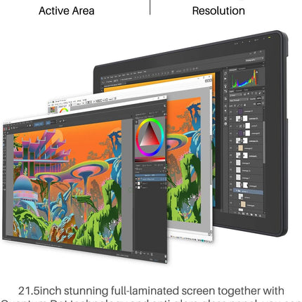 Huion Kamvas 22 Plus Graphic Pen Display Digital Art Drawing Tablet QD 21.5 Inch with Etched Glass 140% sRGB