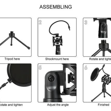 Yanmai Custom Microphone Stand with Pop Filter HR121-PS2 (No Microphone Only Stand)