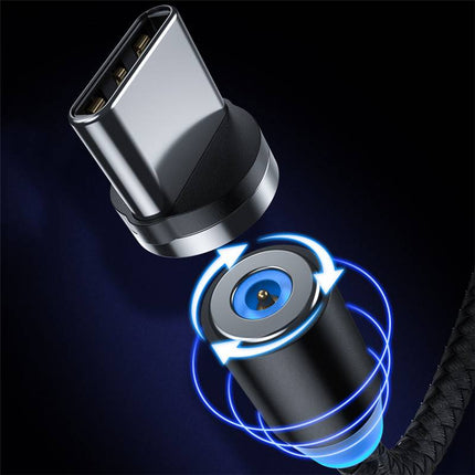 ROCK G1 5V 3A 3 in 1 8 Pin + Micro USB + USB-C / Type-C Magnetic Fast Charging Braided Data Cable, Length: 1m (Black)