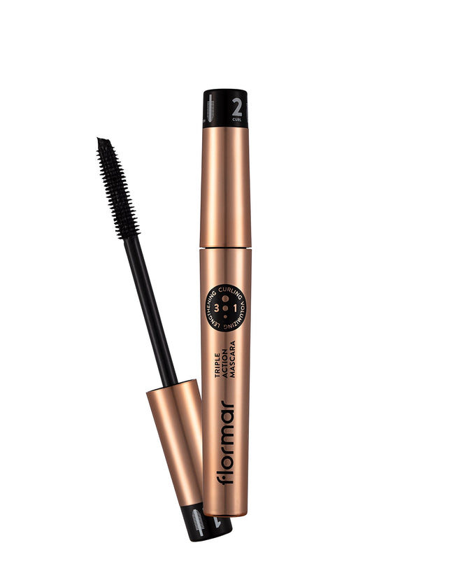 FLORMAR MASCARA TRIPLE ACTION WITH ARGAN & OLIVE BLACK
