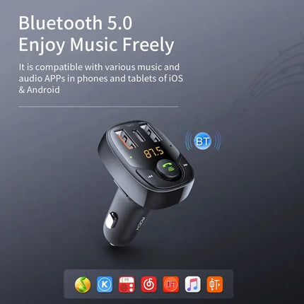 ROCK B301 Dual USB + PD Bluetooth 5.0 FM Transmitter & Car Charger, Support TF Card / U-disk (Black)