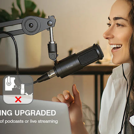 FIFINE XLR Dynamic Microphone, Vocal Podcast Microphone with Cardioid Pattern, Studio Metal Mic for Streaming Voice-Over Dubbing Video Recording, Black-K669D