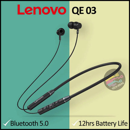 Lenovo QE03 V5.0 Wireless Neckband Bluetooth Earphones Sports Stereo Earbuds Magnetic in-ear Earphon