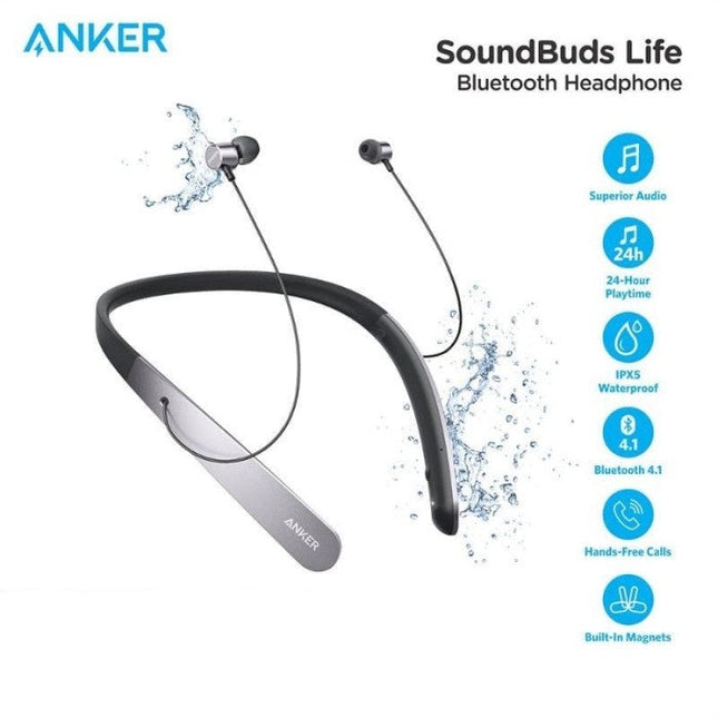 Anker SoundBuds Life Wireless Lightweight Neckband Earphones -White