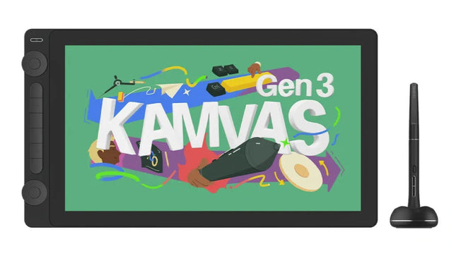 HUION KAMVAS 16 (Gen 3) Drawing Tablet with Screen, 15.8 inch 2.5K QHD Art Tablet with Full Laminated Anti-Sparkle Glass, 99% sRGB, PenTech 4.0, 16384 Pen Pressure, Dual Dials for Mac, PC, Android